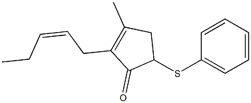 2-[(Z)-2-Penten-1-yl]-3-methyl-5-(phenylthio)-2-cyclopenten-1-one Struktur