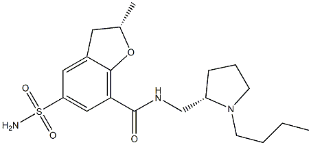 (S)-2,3-Dihydro-N-[[(2S)-1-butyl-2-pyrrolidinyl]methyl]-2-methyl-5-sulfamoylbenzofuran-7-carboxamide Struktur