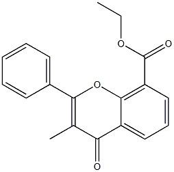 3-Methyl-4-oxo-2-phenyl-4H-1-benzopyran-8-carboxylic acid ethyl ester Struktur