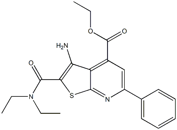 2-[[Diethylamino]carbonyl]-3-amino-6-phenylthieno[2,3-b]pyridine-4-carboxylic acid ethyl ester Struktur