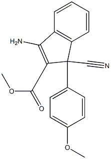 3-Amino-1-cyano-1-(4-methoxyphenyl)-1H-indene-2-carboxylic acid methyl ester Struktur