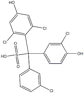 (3-Chlorophenyl)(3-chloro-4-hydroxyphenyl)(2,6-dichloro-4-hydroxyphenyl)methanesulfonic acid Struktur