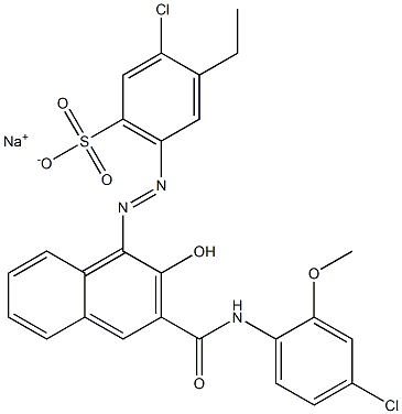 3-Chloro-4-ethyl-6-[[3-[[(4-chloro-2-methoxyphenyl)amino]carbonyl]-2-hydroxy-1-naphtyl]azo]benzenesulfonic acid sodium salt Struktur