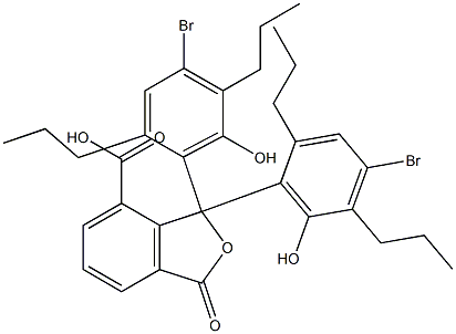 1,1-Bis(4-bromo-6-hydroxy-2,5-dipropylphenyl)-1,3-dihydro-3-oxoisobenzofuran-7-carboxylic acid Struktur