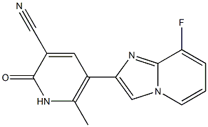 2-[(3-Cyano-6-methyl-1,2-dihydro-2-oxopyridin)-5-yl]-8-fluoroimidazo[1,2-a]pyridine Struktur