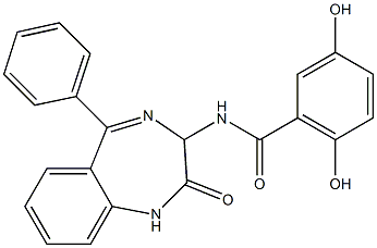 N-[(2,3-Dihydro-2-oxo-5-phenyl-1H-1,4-benzodiazepin)-3-yl]-3,6-dihydroxybenzamide Struktur