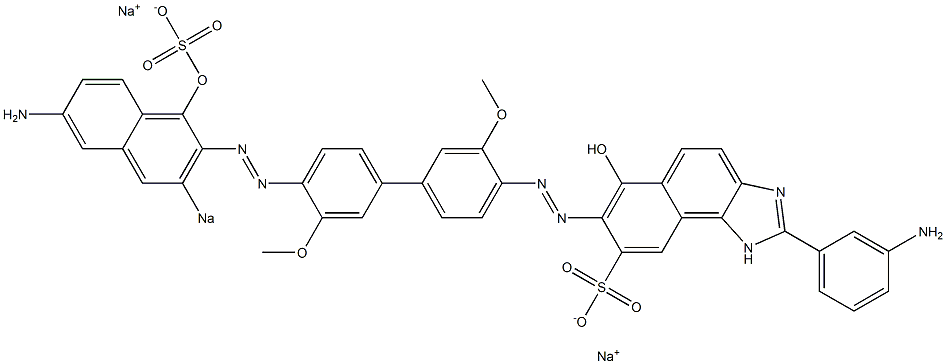 7-[[4'-[(6-Amino-1-hydroxy-3-sodiosulfo-2-naphthalenyl)azo]-3,3'-dimethoxy-1,1'-biphenyl-4-yl]azo]-2-(3-aminophenyl)-6-hydroxy-1H-naphth[1,2-d]imidazole-8-sulfonic acid sodium salt Struktur