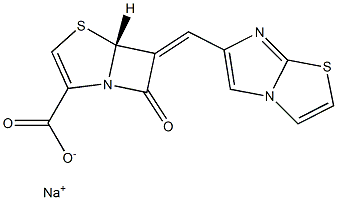 (5R)-7-Oxo-6-[(imidazo[2,1-b]thiazol-6-yl)methylene]-4-thia-1-azabicyclo[3.2.0]hept-2-ene-2-carboxylic acid sodium salt Struktur