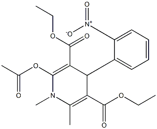 4-(2-Nitrophenyl)-2-(acetyloxy)methyl-6-methyl-1,4-dihydropyridine-3,5-dicarboxylic acid diethyl ester Struktur