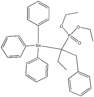 1-Triphenylstannyl-1-benzylpropylphosphonic acid diethyl ester Struktur