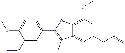 3-Methyl-5-(2-propenyl)-2-(3,4-dimethoxyphenyl)-7-methoxybenzofuran Struktur