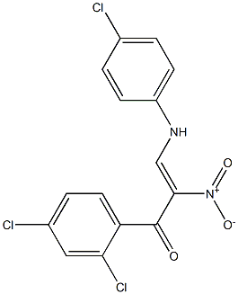 (Z)-2-Nitro-3-[(4-chlorophenyl)amino]-1-(2,4-dichlorophenyl)-2-propen-1-one Struktur