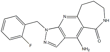 4-Amino-1-(2-fluorobenzyl)-6,7,8,9-tetrahydro-1,2,6,10-tetraazacyclohept[f]inden-5(1H)-one Struktur