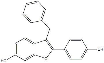 2-(4-Hydroxyphenyl)-3-benzylbenzofuran-6-ol Struktur