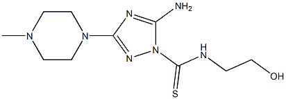 5-Amino-3-(4-methylpiperazino)-N-(2-hydroxyethyl)-1H-1,2,4-triazole-1-carbothioamide Struktur