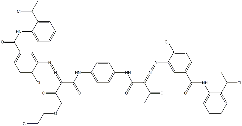 3,3'-[2-[(2-Chloroethyl)oxy]-1,4-phenylenebis[iminocarbonyl(acetylmethylene)azo]]bis[N-[2-(1-chloroethyl)phenyl]-4-chlorobenzamide] Struktur