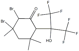 5,6-Dibromo-2-[2,2,2-trifluoro-1-hydroxy-1-(trifluoromethyl)ethyl]-3,3,5-trimethylcyclohexanone Struktur