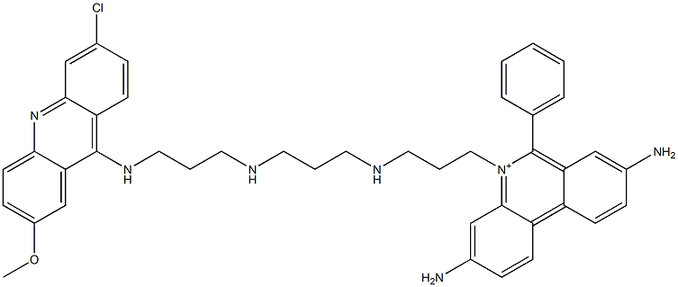 3,8-Diamino-5-[3-[[3-[[3-[(6-chloro-2-methoxy-9-acridinyl)amino]propyl]amino]propyl]amino]propyl]-6-phenylphenanthridin-5-ium Struktur