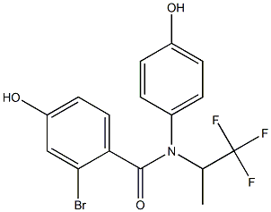 2-Bromo-4-hydroxy-N-(4-hydroxyphenyl)-N-(2,2,2-trifluoro-1-methylethyl)benzamide Struktur