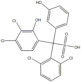 (2,6-Dichlorophenyl)(3,4-dichloro-2-hydroxyphenyl)(3-hydroxyphenyl)methanesulfonic acid Struktur