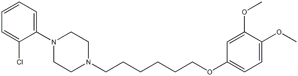 1-(2-Chlorophenyl)-4-[6-(3,4-dimethoxyphenoxy)hexyl]piperazine Struktur