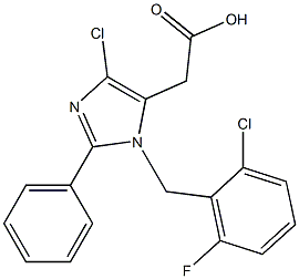 4-Chloro-1-(2-chloro-6-fluorobenzyl)-2-(phenyl)-1H-imidazole-5-acetic acid Struktur