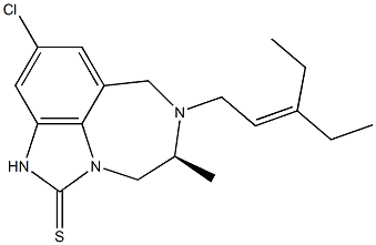 [5S,(+)]-9-Chloro-4,5,6,7-tetrahydro-5-methyl-6-(3-ethyl-2-pentenyl)imidazo[4,5,1-jk][1,4]benzodiazepine-2(1H)-thione Struktur