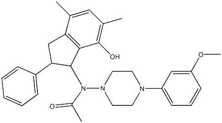 2,3-Dihydro-3-[[4-(3-methoxyphenyl)-1-piperazinyl]acetylamino]-5,7-dimethyl-2-phenyl-1H-inden-4-ol Struktur