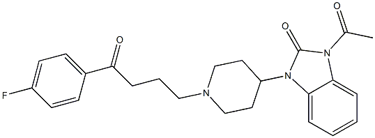 1-Acetyl-3-[1-[3-(p-fluorobenzoyl)propyl]-4-piperidyl]-1H-benzimidazol-2(3H)-one Struktur