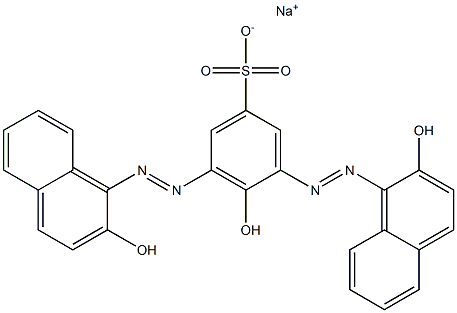 4-Hydroxy-3,5-bis[(2-hydroxy-1-naphthalenyl)azo]benzenesulfonic acid sodium salt Struktur