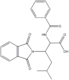 2-(Benzoylamino)-3-(1,3-dioxo-2H-isoindol-2-yl)-5-methylhexanoic acid Struktur