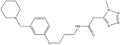 N-[3-[3-(Piperidinomethyl)phenoxy]propyl]-2-(1-methyl-1H-tetrazol-5-yl)acetamide Struktur