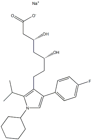 (3R,5R)-3,5-Dihydroxy-7-[2-isopropyl-1-cyclohexyl-4-(4-fluorophenyl)-1H-pyrrol-3-yl]heptanoic acid sodium salt Struktur