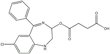 Butanedioic acid hydrogen 1-[7-chloro-2,3-dihydro-5-(phenyl)-1H-1,4-benzodiazepin]-3-yl ester Struktur