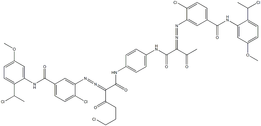 3,3'-[2-(2-Chloroethyl)-1,4-phenylenebis[iminocarbonyl(acetylmethylene)azo]]bis[N-[2-(1-chloroethyl)-5-methoxyphenyl]-4-chlorobenzamide] Struktur