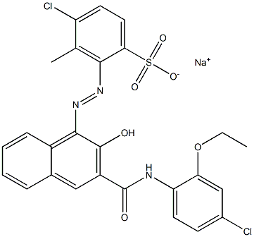 4-Chloro-3-methyl-2-[[3-[[(4-chloro-2-ethoxyphenyl)amino]carbonyl]-2-hydroxy-1-naphtyl]azo]benzenesulfonic acid sodium salt Struktur