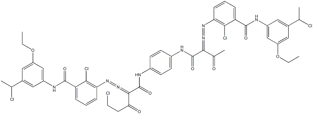 3,3'-[2-(Chloromethyl)-1,4-phenylenebis[iminocarbonyl(acetylmethylene)azo]]bis[N-[3-(1-chloroethyl)-5-ethoxyphenyl]-2-chlorobenzamide] Struktur