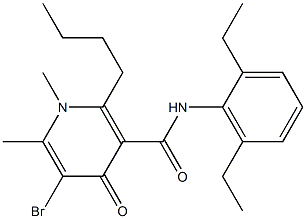 2-Butyl-5-bromo-1,4-dihydro-1,6-dimethyl-N-(2,6-diethylphenyl)-4-oxopyridine-3-carboxamide Struktur