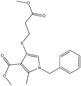 2-Methyl-4-[[2-(methoxycarbonyl)ethyl]thio]-1-benzyl-1H-pyrrole-3-carboxylic acid methyl ester Struktur