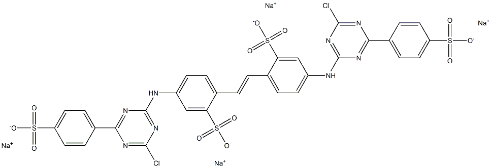 4,4'-Bis[4-chloro-6-(p-sulfophenyl)-1,3,5-triazin-2-ylamino]-2,2'-stilbenedisulfonic acid tetrasodium salt Struktur