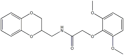 N-[[(2,3-Dihydro-1,4-benzodioxin)-2-yl]methyl]-2-(2,6-dimethoxyphenoxy)acetamide Struktur