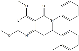 7,8-Dihydro-2,4-dimethoxy-6-phenyl-7-(2-methylphenyl)pyrido[4,3-d]pyrimidin-5(6H)-one Struktur