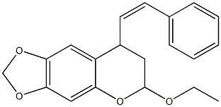 2-Ethoxy-3,4-dihydro-4-[(Z)-2-phenylethenyl]-6,7-methylenedioxy-2H-1-benzopyran Struktur