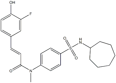 N-[4-(Cycloheptylsulfamoyl)phenyl]-N-methyl-3-fluoro-4-hydroxy-trans-cinnamamide Struktur