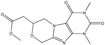 [(1,2,3,4,6,7-Hexahydro-1,3-dimethyl-2,4-dioxo-9H-[1,4]oxazino[3,4-f]purin)-7-yl]acetic acid methyl ester Struktur