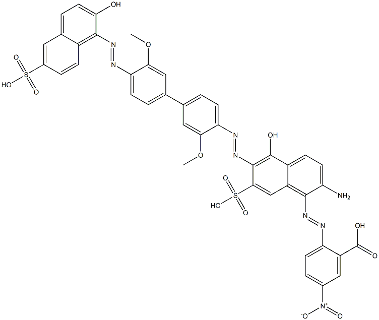 2-[2-Amino-5-hydroxy-6-[[4'-(2-hydroxy-6-sulfo-1-naphthalenylazo)-3,3'-dimethoxy[1,1'-biphenyl]-4-yl]azo]-7-sulfo-1-naphthalenylazo]-5-nitrobenzoic acid Struktur