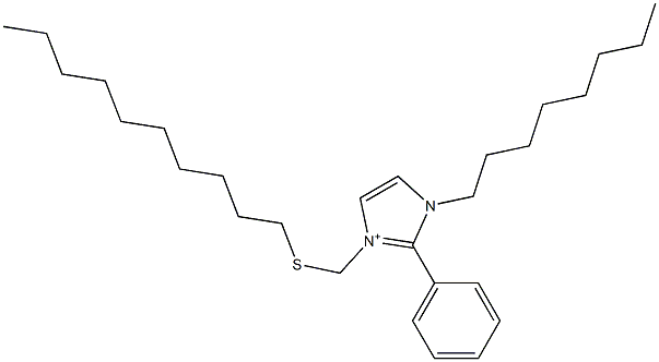 1-Octyl-2-phenyl-3-[(decylthio)methyl]-1H-imidazol-3-ium Struktur