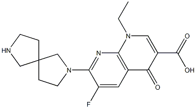 1-Ethyl-6-fluoro-7-(2,7-diazaspiro[4.4]nonan-2-yl)-1,4-dihydro-4-oxo-1,8-naphthyridine-3-carboxylic acid Struktur