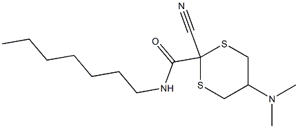 2-Cyano-5-(dimethylamino)-N-heptyl-1,3-dithiane-2-carboxamide Struktur