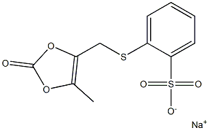 2-[(2-Oxo-5-methyl-1,3-dioxol-4-yl)methylthio]benzenesulfonic acid sodium salt Struktur